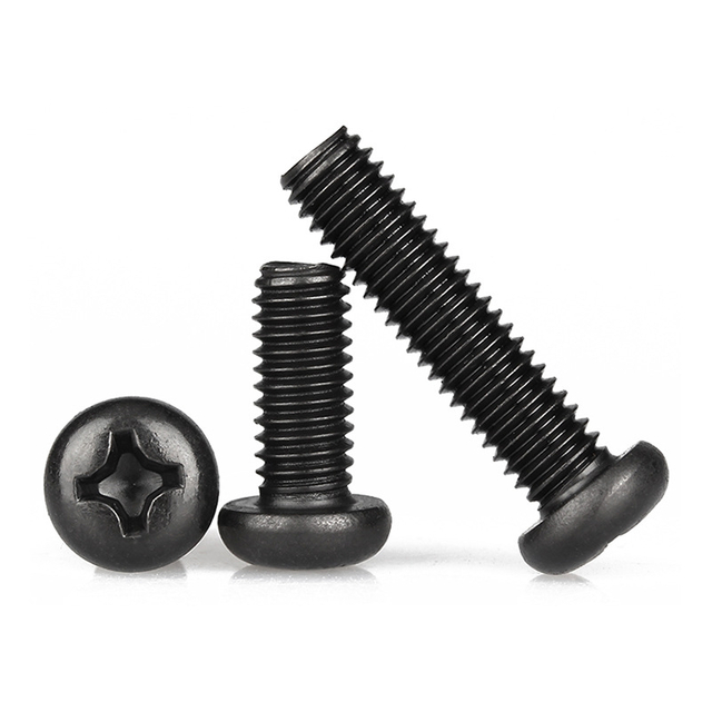 Vis à métaux en acier au carbone DIN 7985, tête cylindrique à empreinte Phillips, finition noire